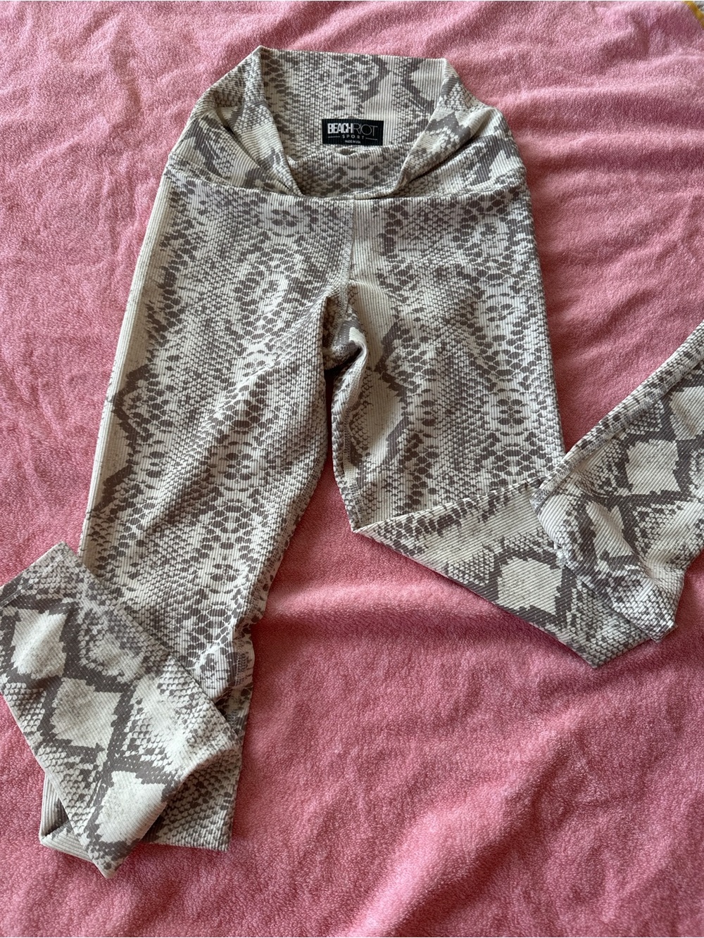 Beach Riot Ribbed Snake Print Leggings XS High Waisted Sculpting